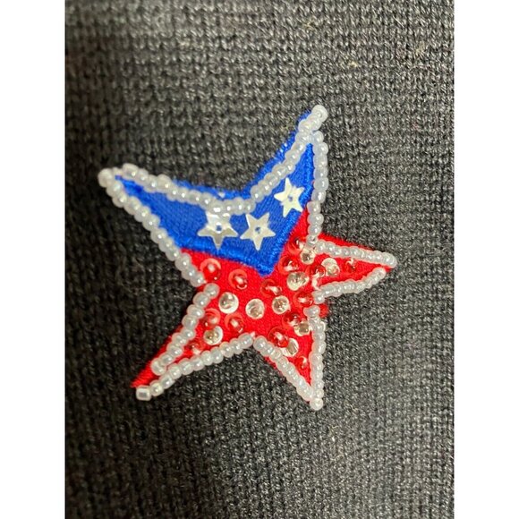 The Quacker Factory USA Patriotic Womens 2XL Black Button Cardigan Sweater Beads - Picture 6 of 11